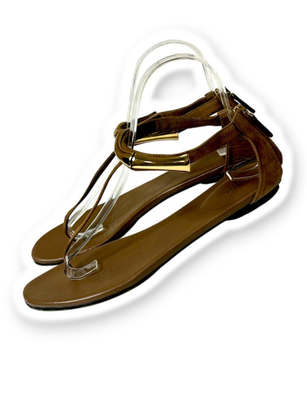 Gucci Coraline Bamboo Thong Suede Sandals Tom Ford Era tan brown color size 36